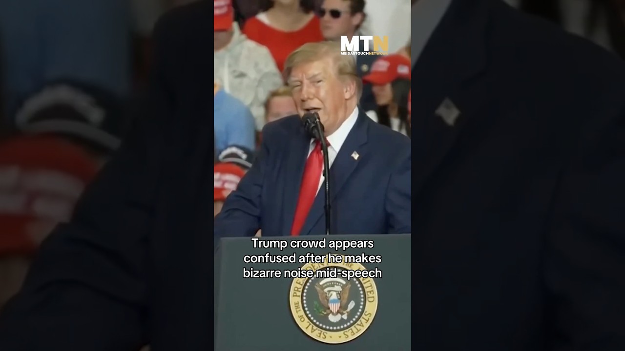 Trump crowd appears confused after he makes bizarre noise mid-speech