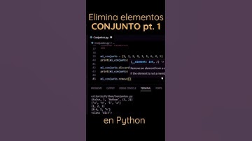 Eliminar elementos en CONJUNTOS (DISCARD y REMOVE) #python #aprenderpython #set