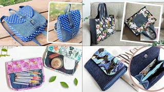 4 Old Jeans and Printed Fabric Ideas | DIY Denim Bags and Wallet | Compilation | Bag Tutorial