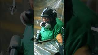 VW Part Removal Delicate Metalwork in Protective Gear!