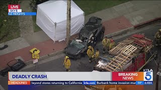 Fatal Boyle Heights collision leaves car wrapped around pole