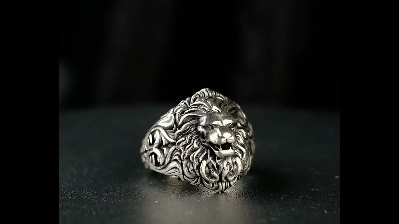 Lion head ring , 925 Sterling silver lion ring