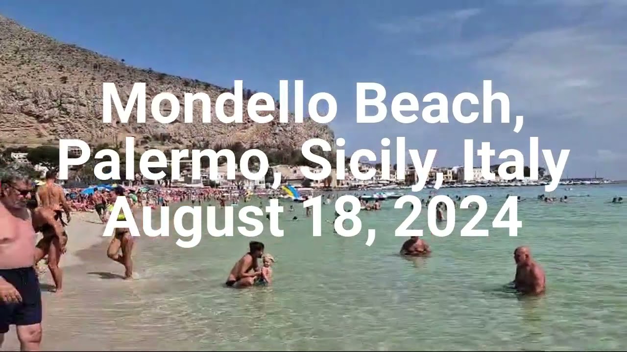 Mondello Beach, Palermo, Sicily, Italy - August 18, 2024