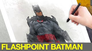 McFarlane DC Multiverse Flashpoint Batman Thomas Wayne Time Lapse Digital Art Illustration