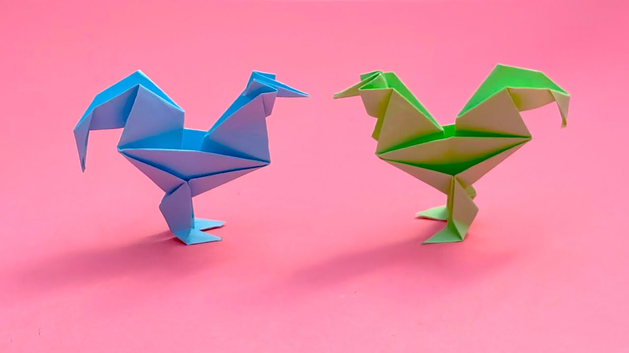 🐓 ORIGAMI Kağıttan Horoz Yapımı 👉 Learn How to Make Paper Rooster 694