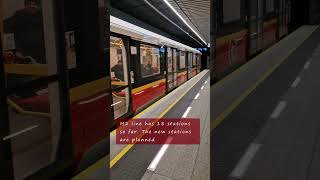 Subway Train Enters Zacisze Metro Station, M2 Line In Warsaw