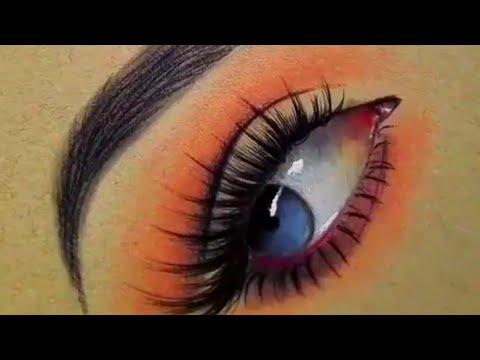 كيفية رسم العين بالألوان 😍 how to draw an eye with colored 