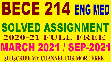 BECE 214 solved assignment in English 2020-21 / BECE-214 Ignou solved assignment with answer free.