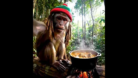 Rasta monkey cooking up a bird stew #rastamonkey #ai #shorts #vlogger #veo3 #vlog #google