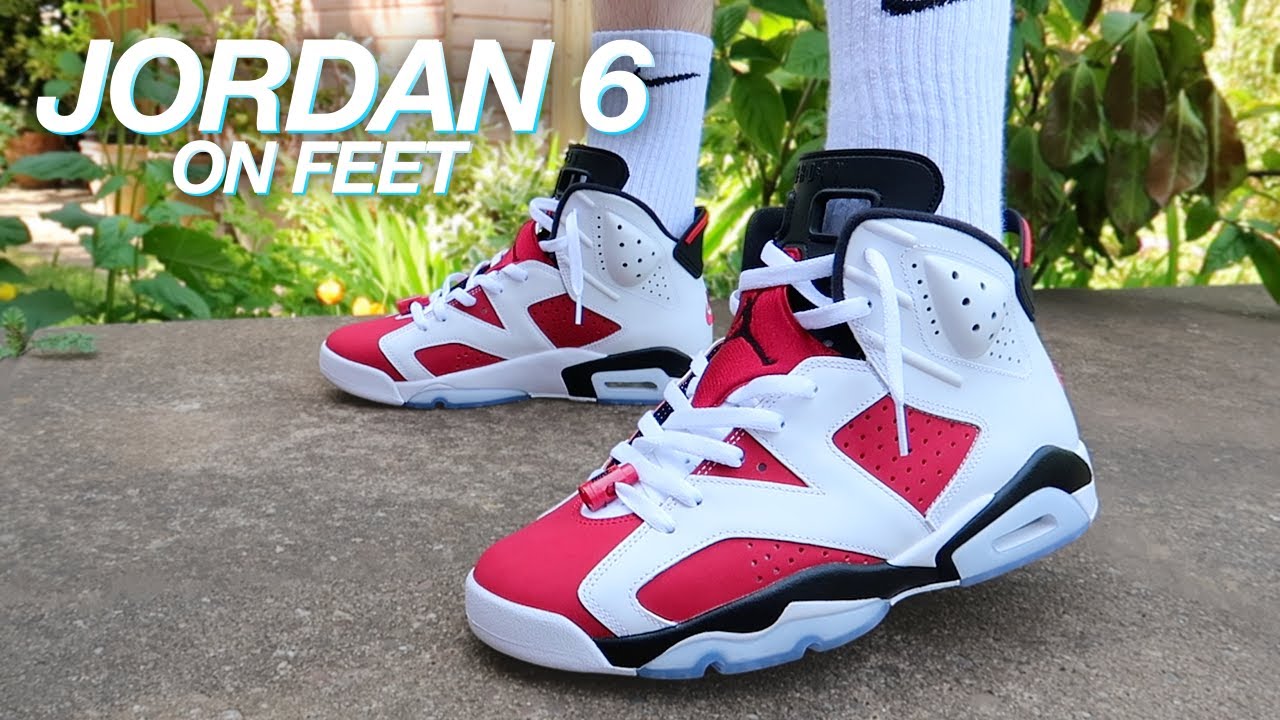 AIR JORDAN 6 CARMINE ON FEET! - YouTube