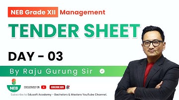 Tender Sheet - Day 03 -  Grade XII | Accounting Live Class by Raju Sir | @EdusoftAcademy