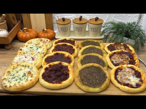 مناقيش بالزعتر و الجبن و المحمرة بعجينة طرية مثل القطن و بمكونات بسيطة