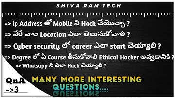 Cyber Security & Ethical Hacking || QnA Episode 3 || Shiva Ram Tech ||