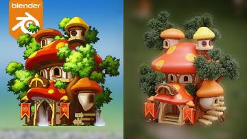 Blender Timelapse of a Mushroom House