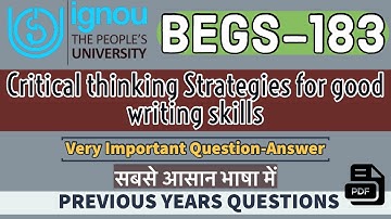 IGNOU BEGS 183 Strategies for Reading Critically|WRITING AND STUDY SKILLS,ONLY IMPORTANT Quiz