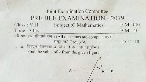 आजको प्रश्नपत्र आजनै C.Math Question,Class 8 from Ongoing Pre BLE Exam 2079,Bhaktapur Municipality