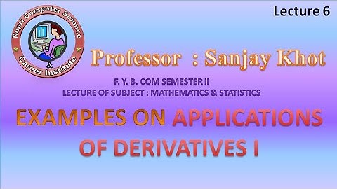 Fybcom sem 2 Maths derivatives