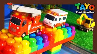 Tayo Kendaraan berat Mainan l #59 Buat jembatan lego untuk firetruck! l Tayo Bus Kecil