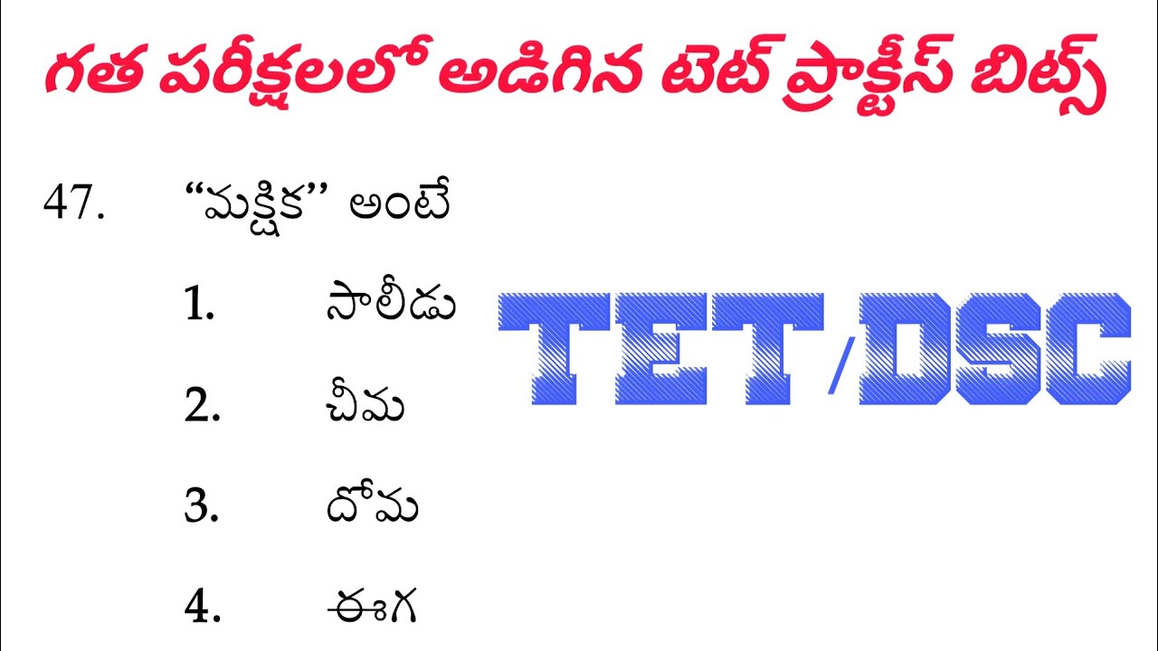 గత పరీక్షలలో అడిగిన టెట్ ప్రాక్టీస్ బిట్స్ |TET|DSC|