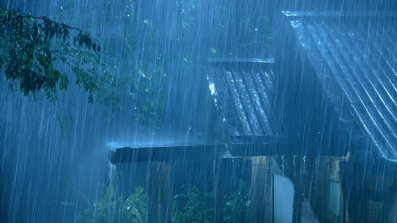 (No Ads) Tropical Thunderstorm & Rain Sounds | Relaxing Sleep Ambience with Rumbling Storm