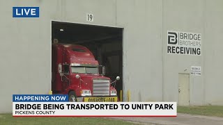 Bridge being transported to Unity Park