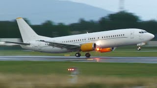 4K | Air Horizont Boeing 737-400 9H-ZAZ landing at Geneva/GVA/LSGG