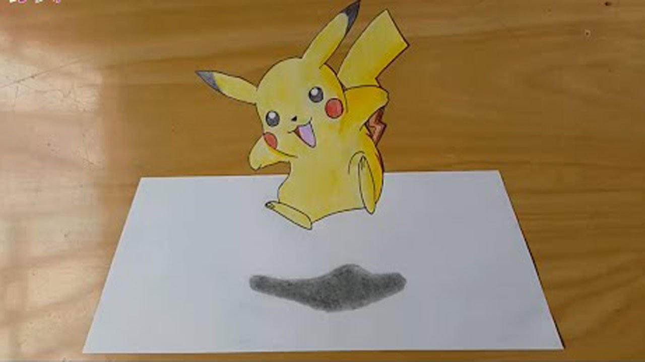 How to draw pokemon 3D (Pikachu ) - YouTube