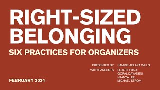 Right-Sized Belonging: Six Practices for Organizers Launch Event screenshot 5