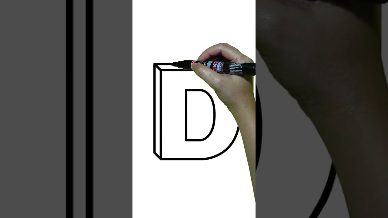 HOW TO DRAW 3D LETTER D