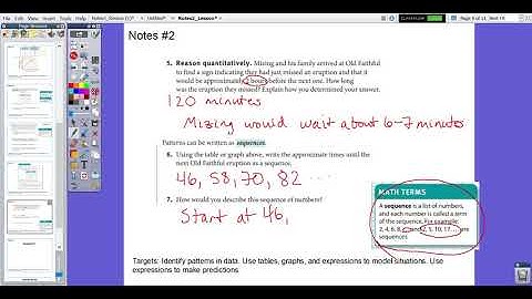 Algebra 1B: Lesson 1-1 -- Numeric and Graphic Representations of Data