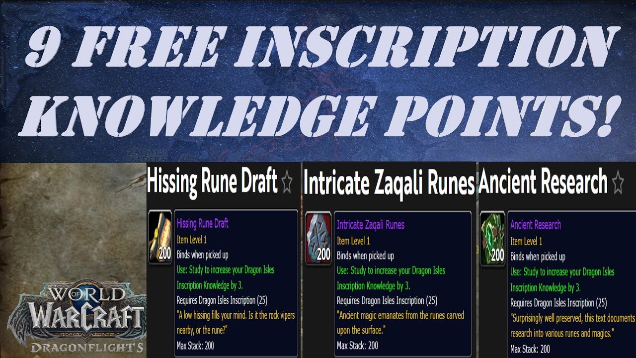 9 Free Inscription Profession Knowledge Points in Zaralek Caverns - YouTube