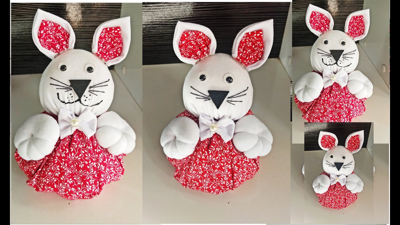 PESO DE PORTA COELHINHO FEITO DE FUXICO