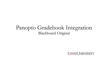 Panopto Quizzes Gradebook Integration - Blackboard Original