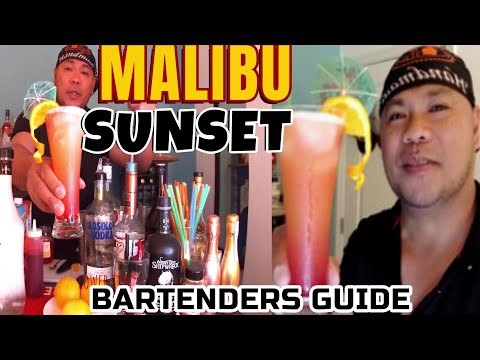 How to make MALIBU SUNSET Cocktail Recipe/History & Tutorial/Best Cocktails/Bartender/Mixology