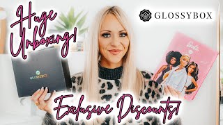 HUGE Glossybox Unboxing! Barbie Limited Edition & Black Friday Box - EXCLUSIVE Discount Code For You