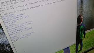 Madeleine coding a ghost game in Python