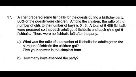 P6 2019 Rosyth Prelims Question 17 - Percentage Ratio | Chef Fishballs