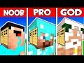 Minecraft - NOOB vs PRO vs GOD : FAMILY HEAD BLOCK HOUSE in Minecraft Animation