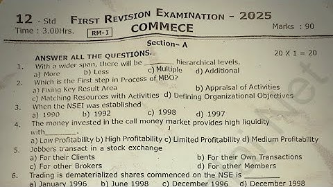 12th std commerce first revision exam question paper 2025