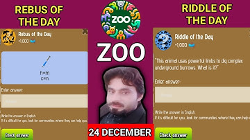 ZOO RIDDLE OF THE DAY+REBUS OF THE DAY 24 DECEMBER | ZOO RIDDLE TODAY | ZOO REBUS TODAY