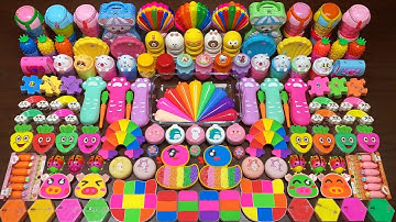 RELAXING WITH CLAY PIPING BAG & GLITTER | Mixing Random Things Into GLOSSY Slime #2001