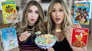 trying weird cereal flavors w laurdiy