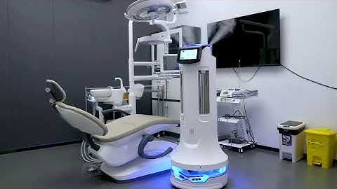 Puductor 2 Desinfectierobot. M.b.v. 4 UV-C lampen en een dry-mist systeem