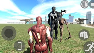 Iron Man vs Venom vs Siren Head Bike Fight in Indian Bike Driving 3D 