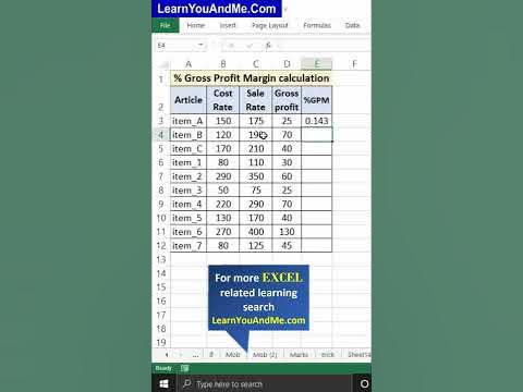 Calculate % gross profit margin in Excel | Gross profit margin formula ...