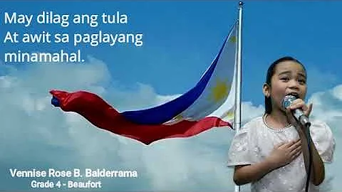 VENNISE sings The Philippine National Anthem. (Lupang Hinirang) with Lyrics