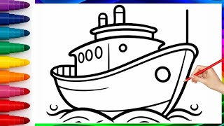 Cargo Ship Drawing, Painting, Coloring for Kids & Toddlers | Try to Draw With Me #drawing #art