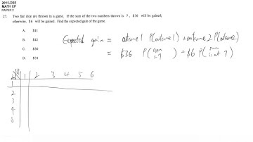 DSE maths core 2015 paper2 #27 stat expected value