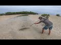 Menombak ikan di pantai bakau saat pasang surut pagi seruh banget