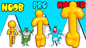NOOB vs PRO vs HACKER In Tall Man Run With Oggy And Jack | Oggy Games All Levels